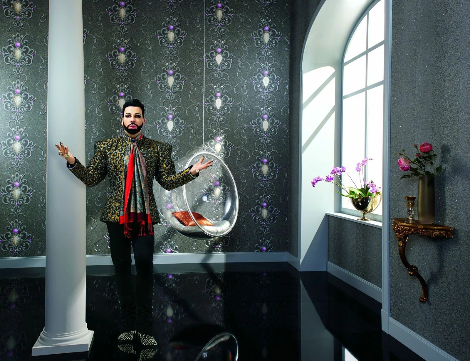 Glööckler Tapete Vlies Struktur Uni Gold Glanz 54452 4 Glööckler Tapete Vlies Struktur Uni Gold Glanz 54452 – Bild 2