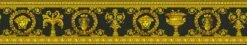 Versace Home Bordüre Medusa Lorbeer Schwarz Gold 34305-1