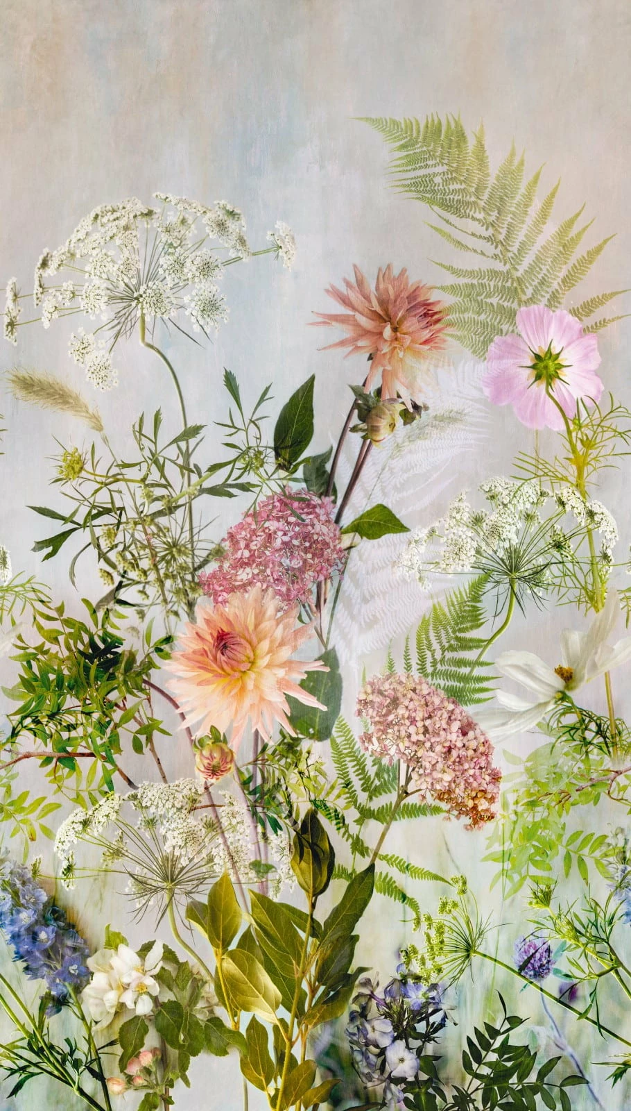 Digitaldruck Blumen Vintage Grün Rosa Grau ML2001 4 Digitaldruck Blumen Vintage Grün Rosa Grau ML2001 – Bild 2