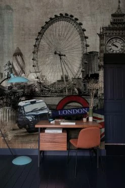 Digitaldruck Skyline London Grau Beige ML3401