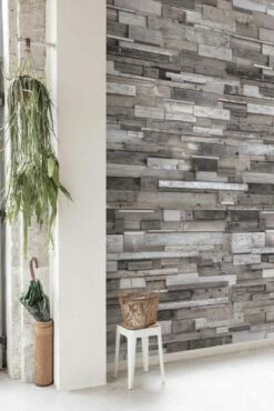 Digitaldruck Vlies-Fototapete 3D Holzwand Grau | EP6002