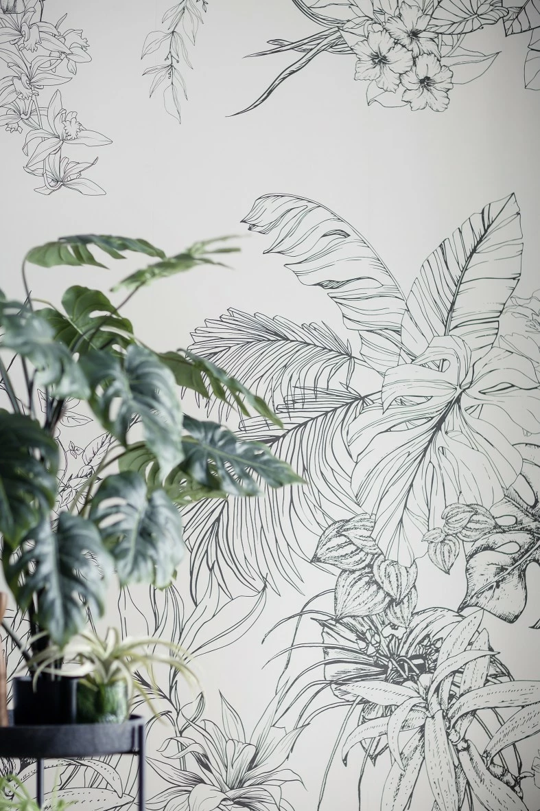 Fototapete Floral Dschungel Weiß Schwarz 32751 5 Fototapete Floral Dschungel Weiß Schwarz 32751 – Bild 3