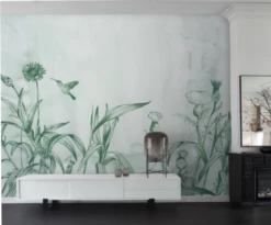 Fototapete Rasch Leo La Douce Blumen Weiß Grün 100471