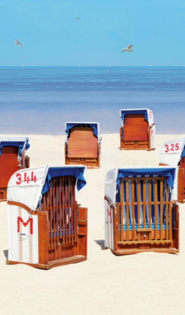 Fototapete Vlies Strand-Körbe See Blau Braun Beige 47218 4 Fototapete Vlies Strand-Körbe See Blau Braun Beige 47218 – Bild 2