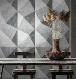 Fototapeten 3D Dreiecke Grafik Grau Vlies 38281-1