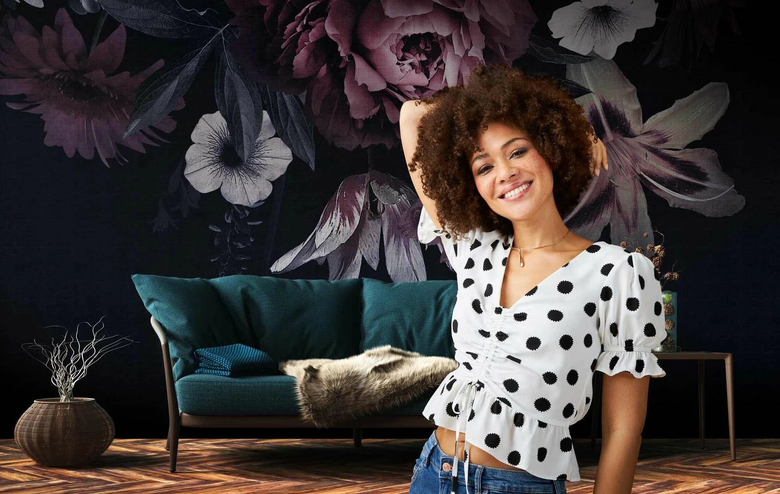 Fototapeten Floral Blumen Blüten Schwarz Violett 38279-1 3 Fototapeten Floral Blumen Blüten Schwarz Violett 38279-1