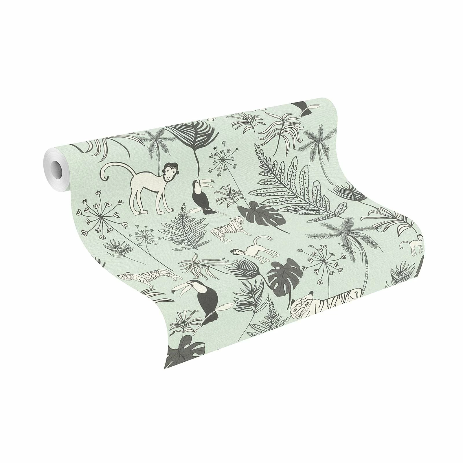 Kindertapete Rasch Dschungeltiere Hell-blau Weiß 531800 4 Kindertapete Rasch Dschungeltiere Hell-blau Weiß 531800 – Bild 2