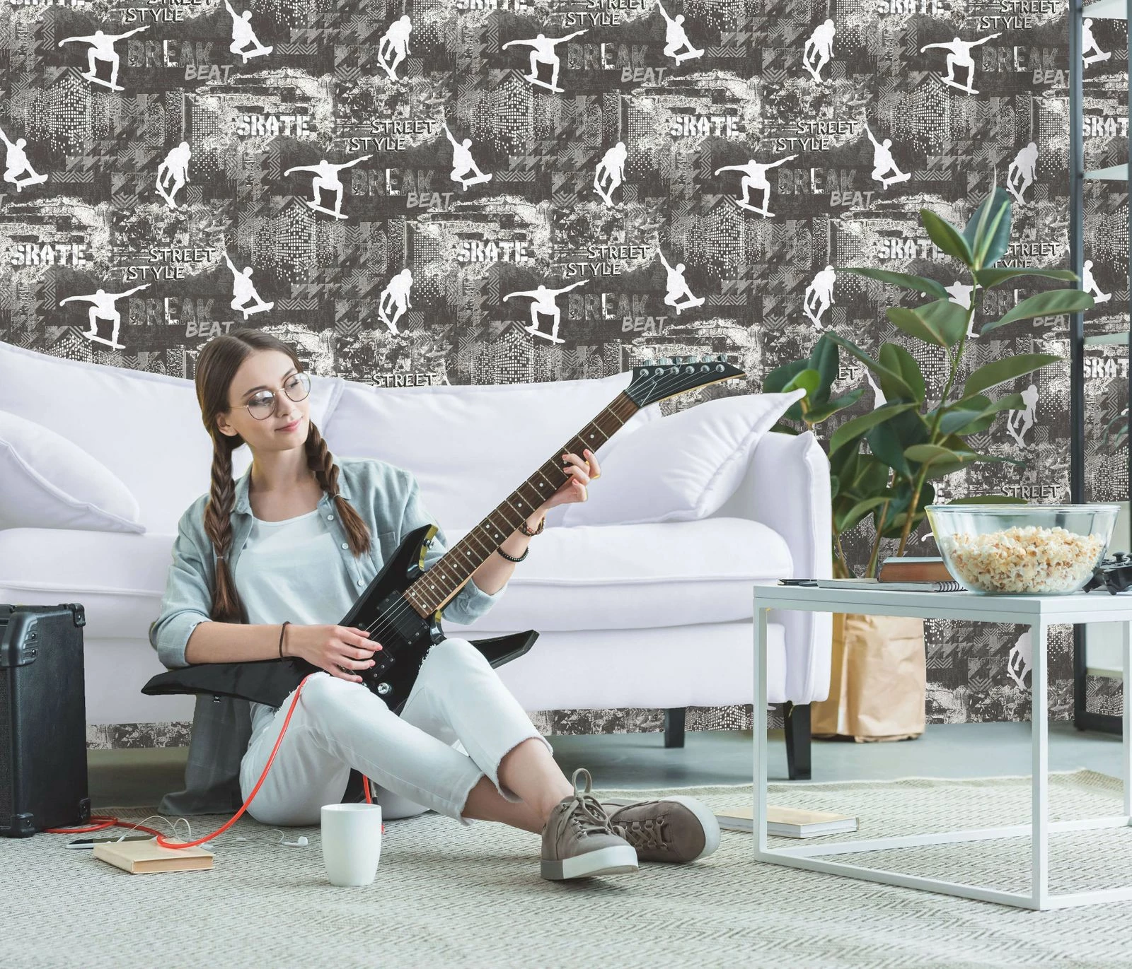 Kindertapete Sweet And Cool Skater Grau 10141-34 5 Kindertapete Sweet And Cool Skater Grau 10141-34 – Bild 3