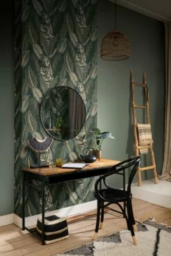 Vliestapete Rasch 751826 Blattmuster Grün Gold Metallic