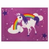 Kinderteppich Einhorn WASCHBAR Rutschhemmend 95x133cm -Orex Verkäufe Spielteppich Einhorn Maedchen Kinder Lila WASCHBAR
