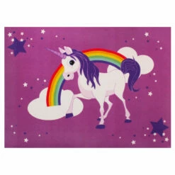 Kinderteppich Einhorn WASCHBAR Rutschhemmend 95x133cm