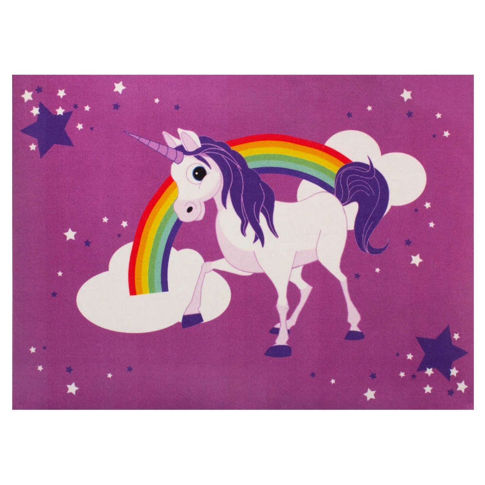 Kinderteppich Einhorn WASCHBAR Rutschhemmend 95x133cm 3 Kinderteppich Einhorn WASCHBAR Rutschhemmend 95x133cm