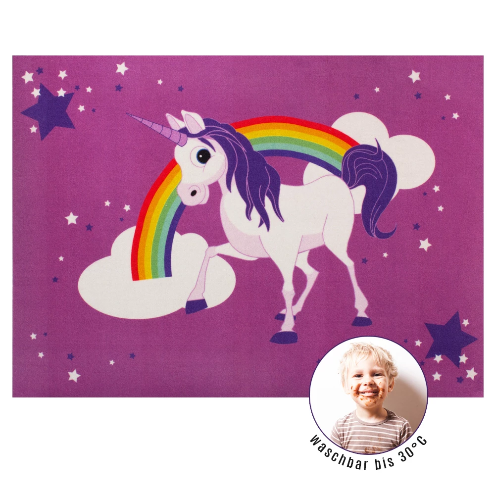 Kinderteppich Einhorn WASCHBAR Rutschhemmend 95x133cm 6 Kinderteppich Einhorn WASCHBAR Rutschhemmend 95x133cm – Bild 4