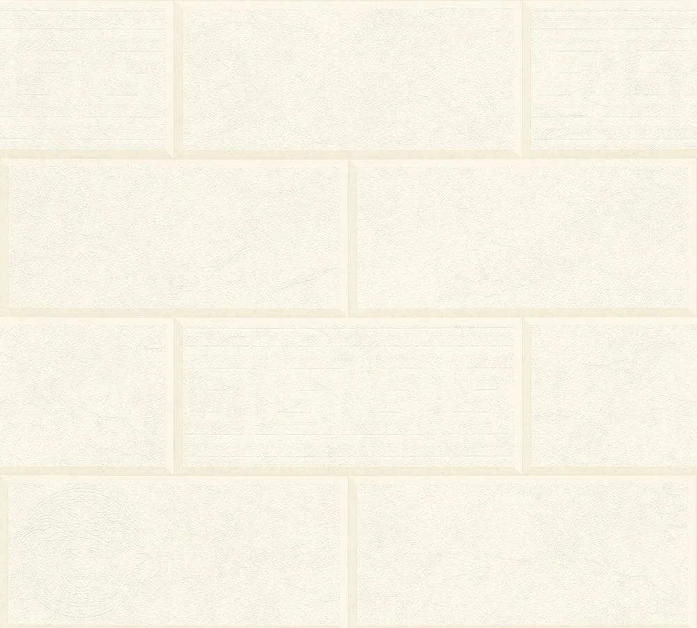 Versace Home Tapete 3D Fliesen Weiß Creme-grau 34322-2 3 Versace Home Tapete 3D Fliesen Weiß Creme-grau 34322-2