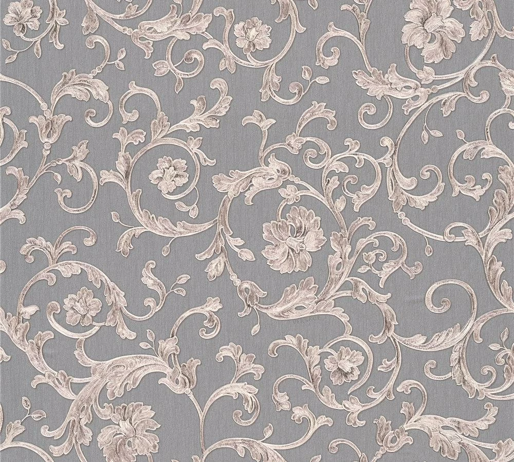 Versace Home Tapete Floral Grau Silber-grau Glitzer 34326-5 3 Versace Home Tapete Floral Grau Silber-grau Glitzer 34326-5