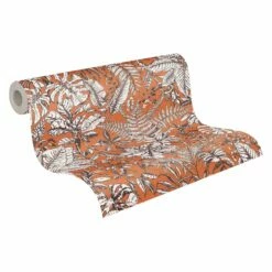 Tapete Vlies 37520-4 Dschungel Orange Weiß Braun