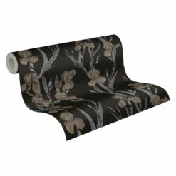 Tapete Vlies 37526-1 Floral Schwarz Grau Braun