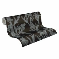 Tapete Vlies 37526-2 Floral Schwarz Grau