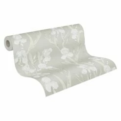 Tapete Vlies 37526-4 Florale Tapete Greige Weiß