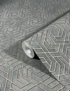 Tapete Vlies 3D Labyrinth Metallic Grau Alt-rosa 32609