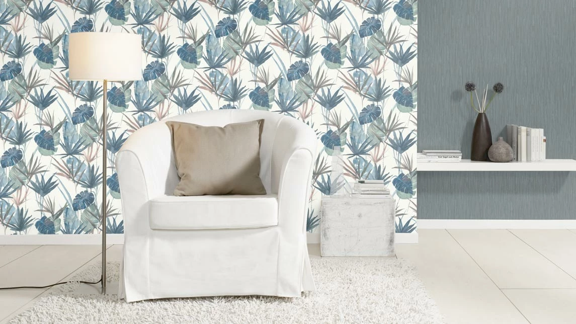 Barbara Home Vliestapete Blätter Weiß Blau Grün 536423 6 Barbara Home Vliestapete Blätter Weiß Blau Grün 536423 – Bild 4