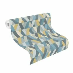 Barbara Home Vliestapete Grafik Türkis Gelb Grau 536744