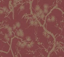 Tapete Vlies Bäume Floral Rot Kupfer Metallic 37867-1