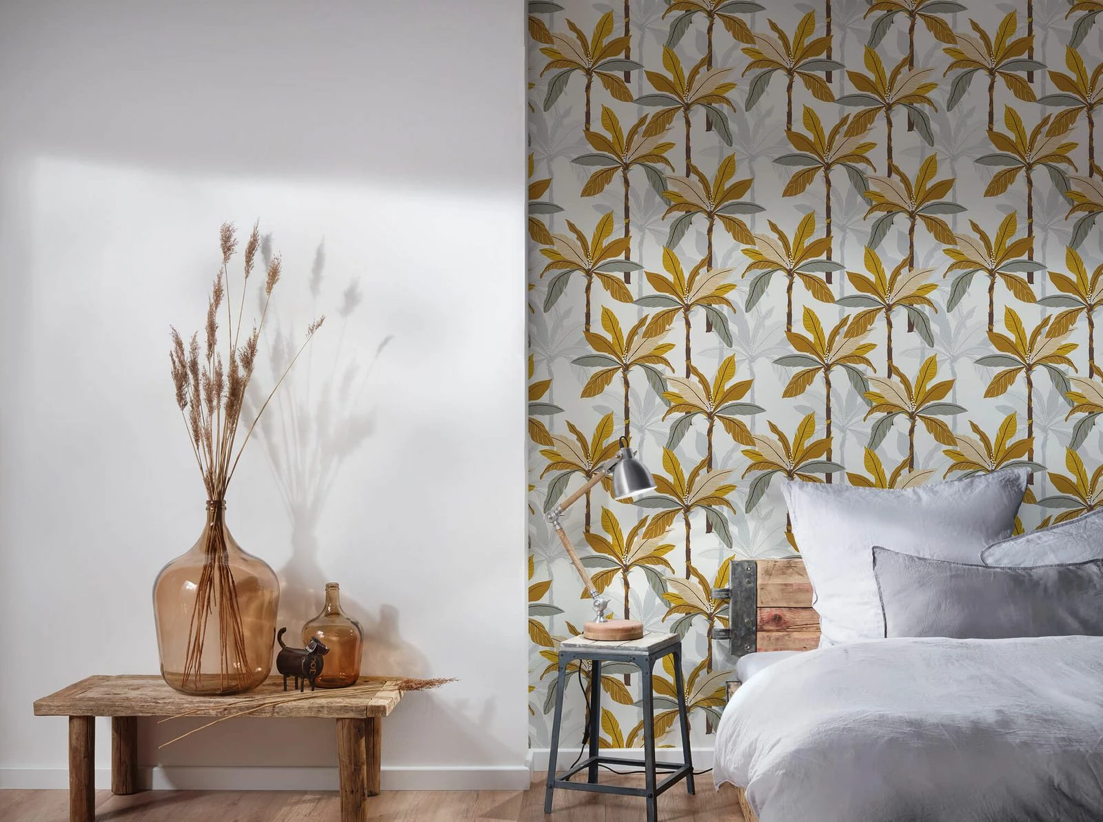 Tapete Vlies Blätter Palmen Weiß Gelb Grau 37530-2 6 Tapete Vlies Blätter Palmen Weiß Gelb Grau 37530-2 – Bild 4