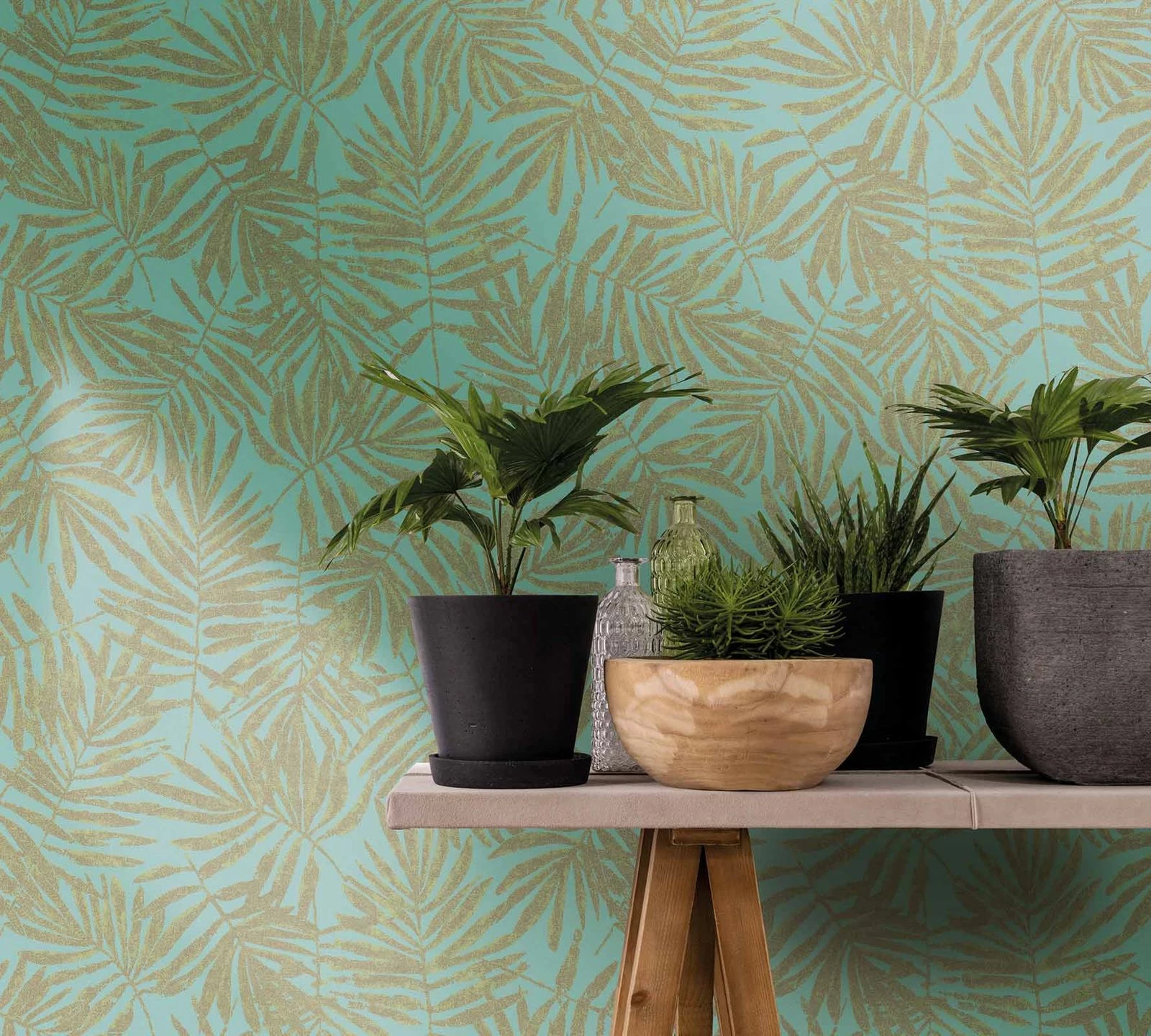 Tapete Vlies Blätter Blau Grün Metallic 31319 4 Tapete Vlies Blätter Blau Grün Metallic 31319 – Bild 2