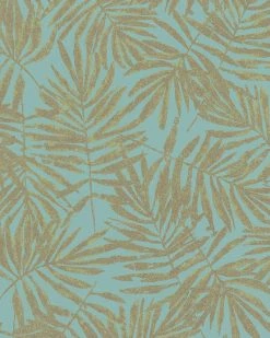 Tapete Vlies Blätter Blau Grün Metallic 31319