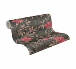 Tapete Vlies Blumen Blätter Floral Braun Rot 38028-3