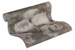 Tapete Vlies Blumen Grün Grau Flieder Weiß 37392-1