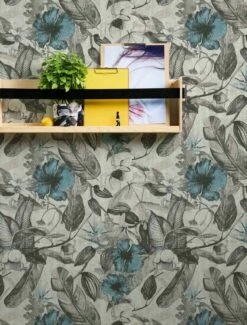 Tapete Vlies Dschungel Blumen Grauweiß Blau 37216-2 -Orex Verkäufe Tapete Vlies Dschungel Blumen grauweiss blau 37216 2 63202185 7