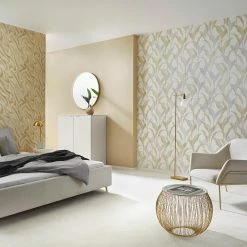 Tapete Vlies ELLE Blätter Floral Gold Glitzer 10207-02