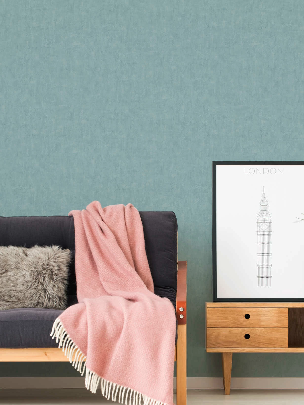 Tapete Vlies Einfarbig Meliert Blau 38024-3 6 Tapete Vlies Einfarbig Meliert Blau 38024-3 – Bild 4