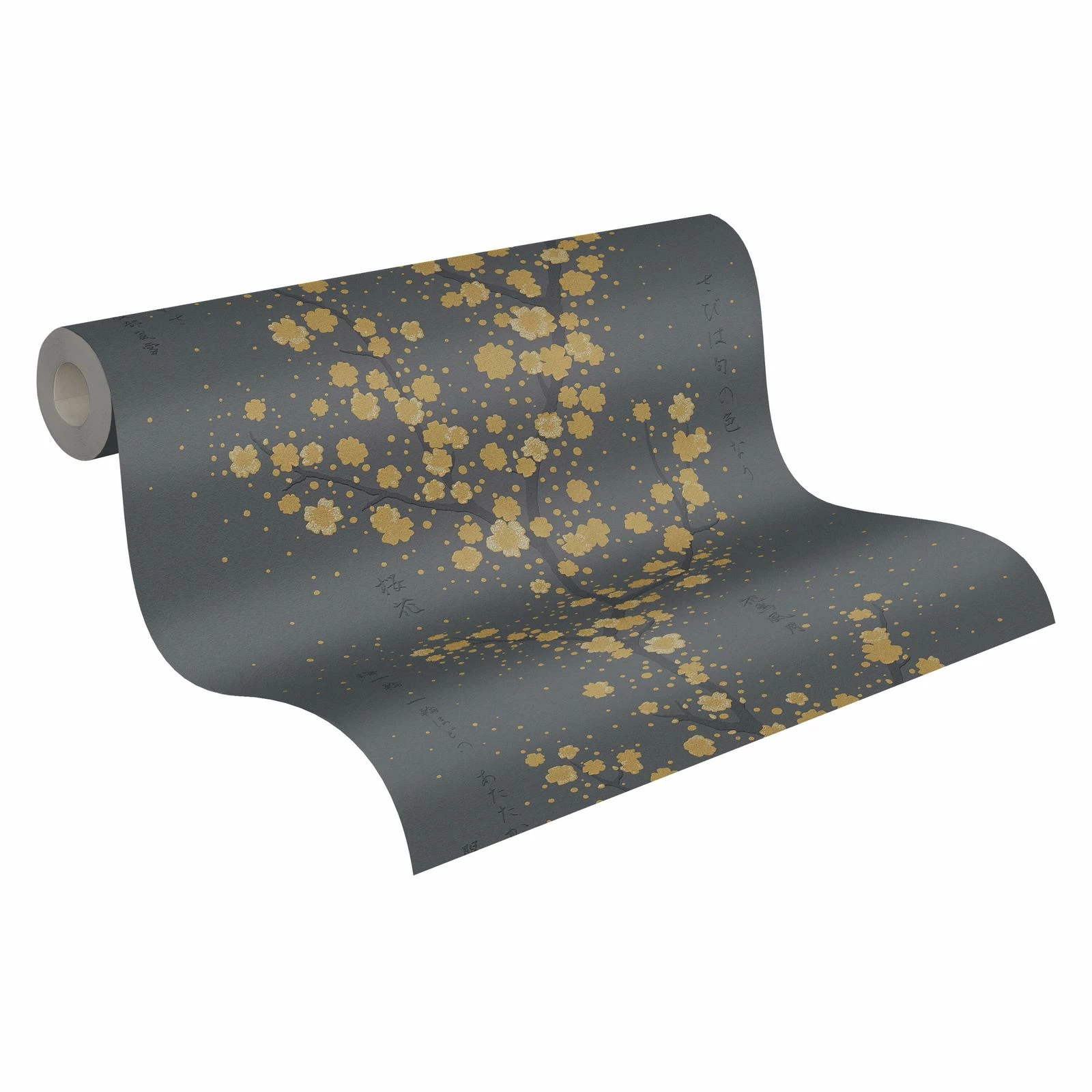 Tapete Vlies Floral Sträucher Grau Gold Schwarz 37469-3 3 Tapete Vlies Floral Sträucher Grau Gold Schwarz 37469-3