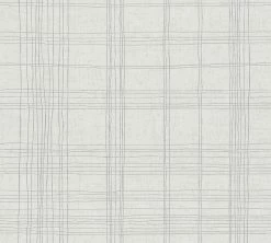 Tapete Vlies Kariert Weiß-beige Silber Metallic 37919-1
