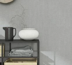 Tapete Vlies Meliert Textil Grau Metallic 85741