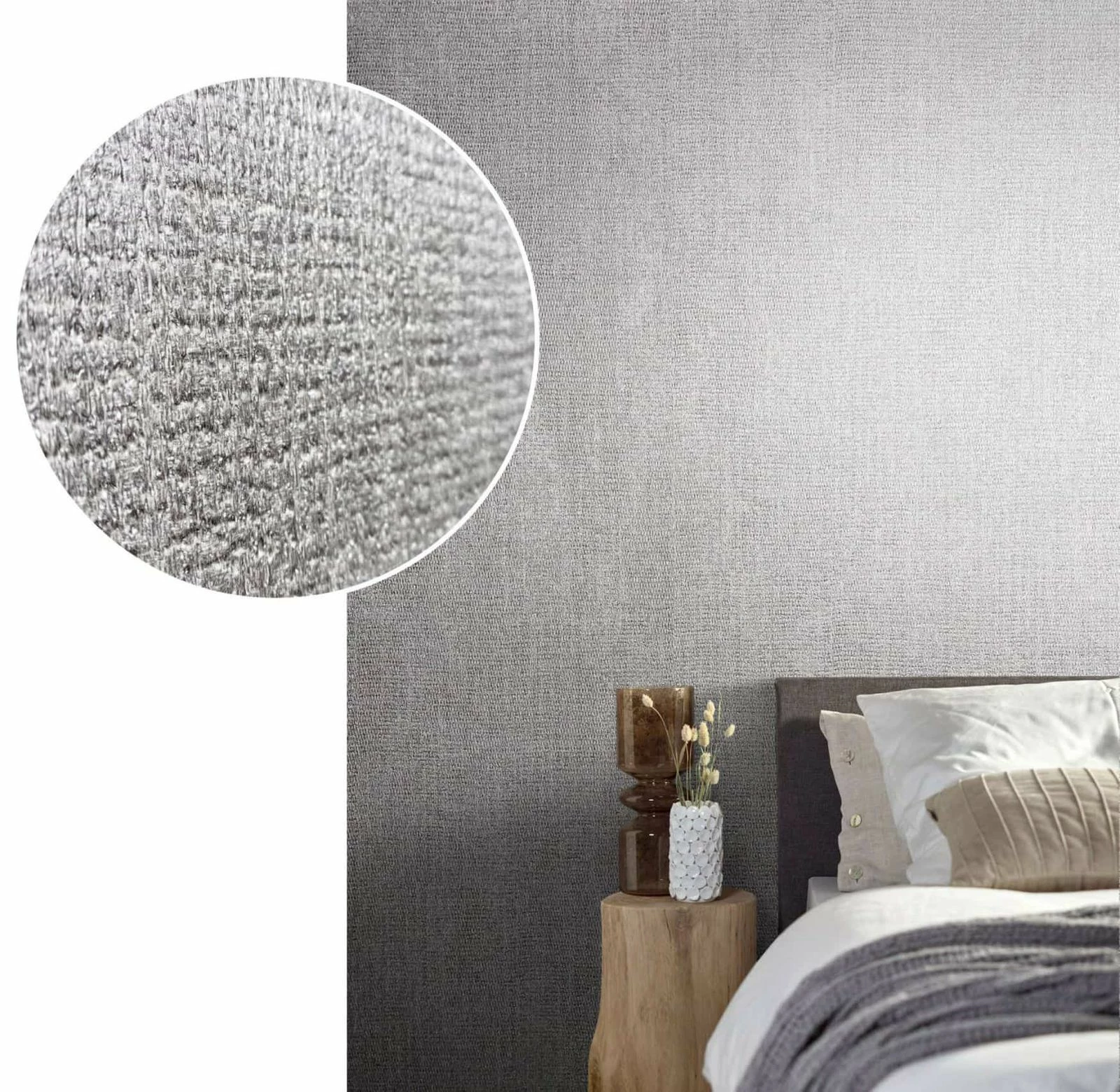 Tapete Vlies Meliert Textil Grau Metallic 85741 6 Tapete Vlies Meliert Textil Grau Metallic 85741 – Bild 4