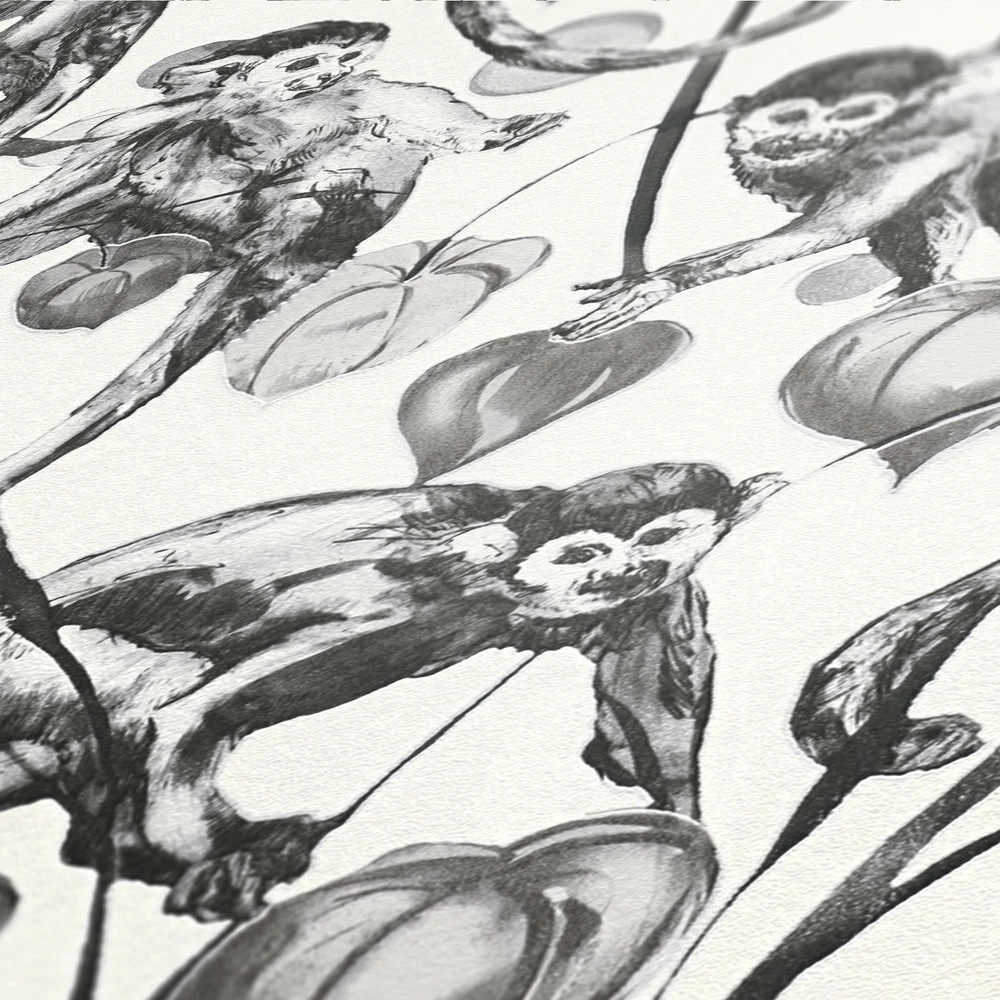 Tapete Vlies Michalsky Dschungel Affen Weiß Grau 37982-1 6 Tapete Vlies Michalsky Dschungel Affen Weiß Grau 37982-1 – Bild 4