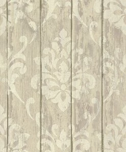 Tapete Vlies Ornament Holz Glitzer Beige Rasch 625943