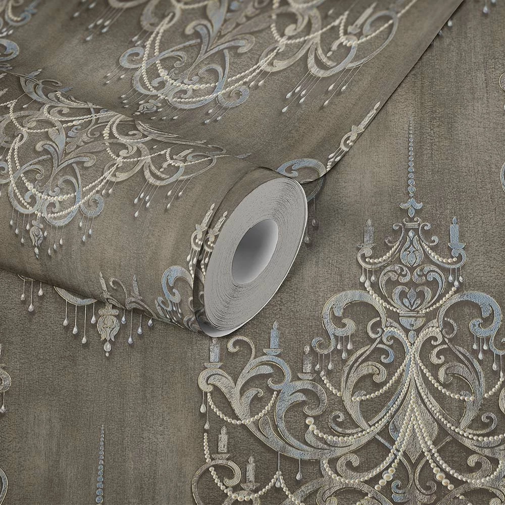 Tapete Vlies Ornamente Barock Braun Blau Weiss 38096-1 3 Tapete Vlies Ornamente Barock Braun Blau Weiss 38096-1