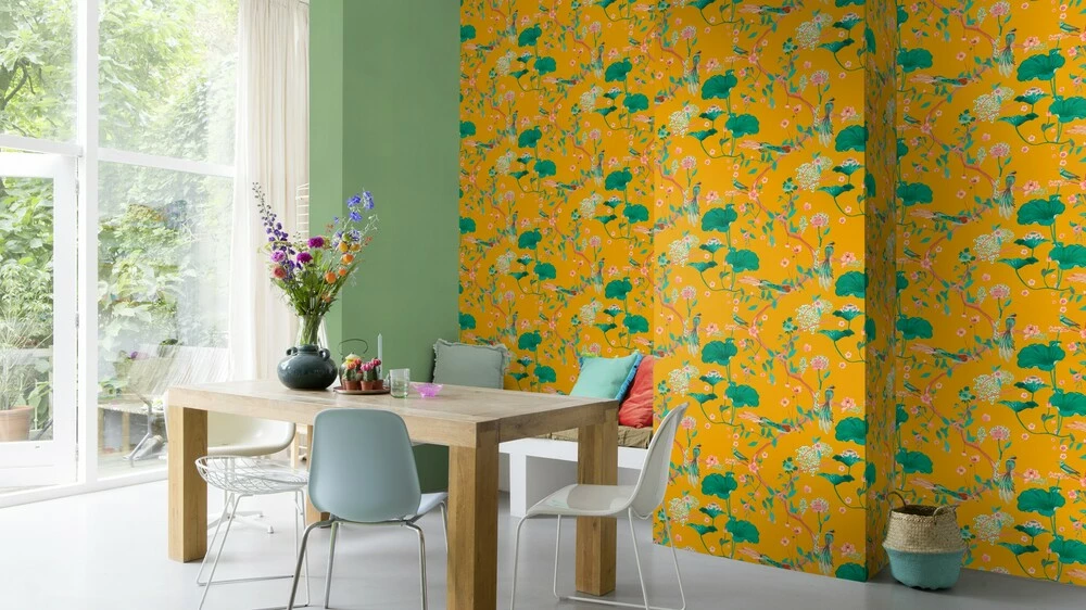 Tapete Vlies Rasch Blätter Vögel Gelb Grün 539448 6 Tapete Vlies Rasch Blätter Vögel Gelb Grün 539448 – Bild 4