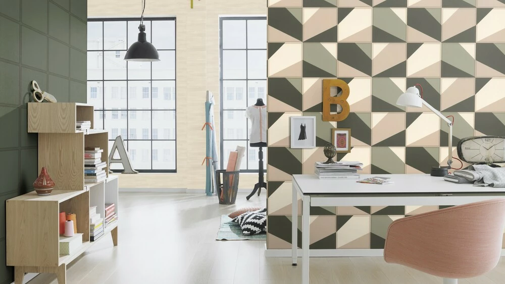 Tapete Vlies Rasch Leder-Kacheln Dunkelgrün Weiß 419245 5 Tapete Vlies Rasch Leder-Kacheln Dunkelgrün Weiß 419245 – Bild 3