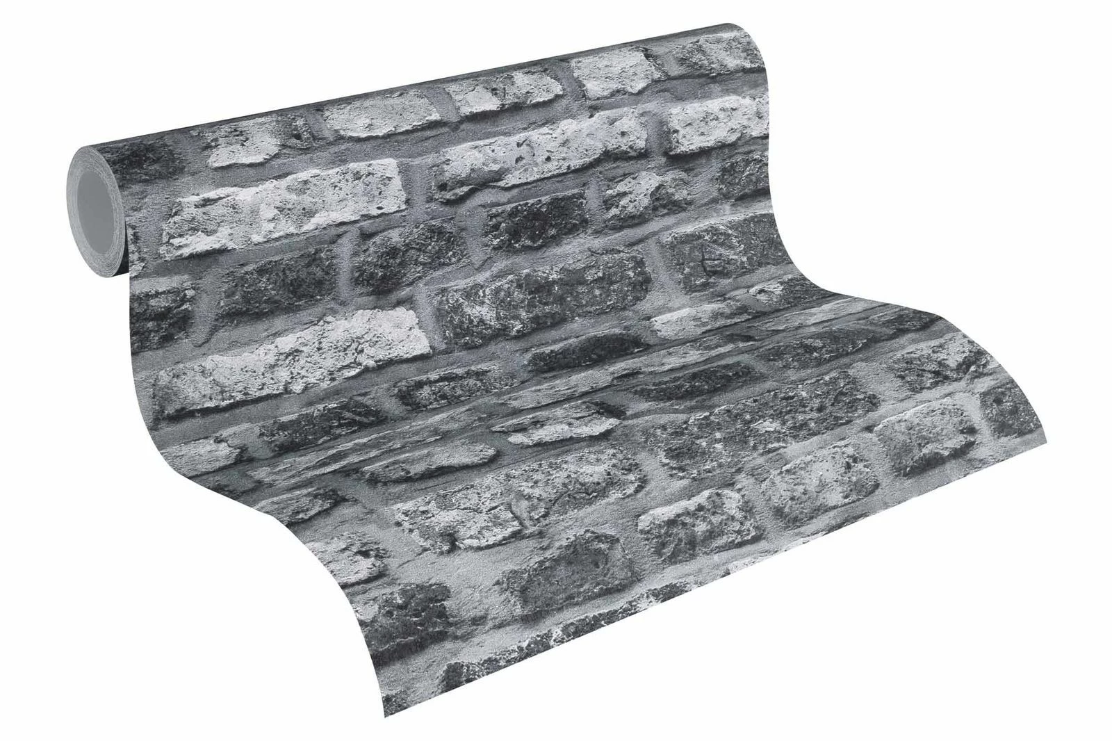 Vliestapete Mauer Backstein Grau Schwarz Weiß 36281-2 4 Vliestapete Mauer Backstein Grau Schwarz Weiß 36281-2 – Bild 2