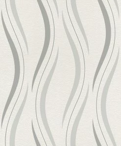 Tapete Vlies Wellen Grafik Weiß Glanz Rasch 476514