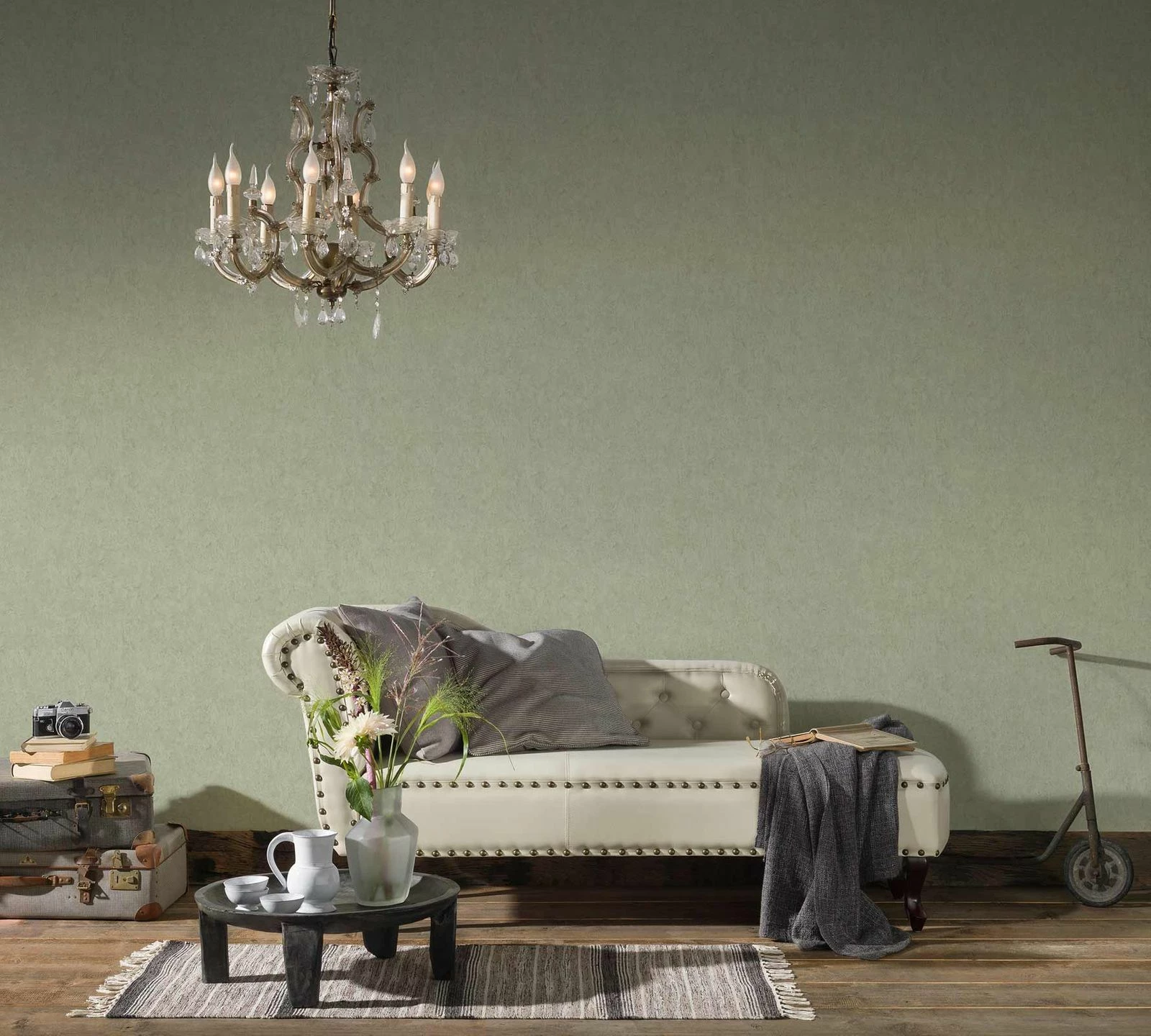 Tapete Vlies Einfarbig Meliert Grün Glanz 37228-2 6 Tapete Vlies Einfarbig Meliert Grün Glanz 37228-2 – Bild 4