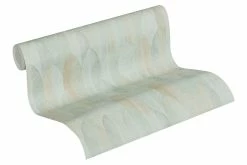 Tapete Vlies Feder-Motiv Grau Grün Braun 37373-4