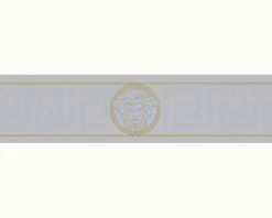 Versace Home Bordüre Medusa Silber-grau Gold Glanz 93522-5