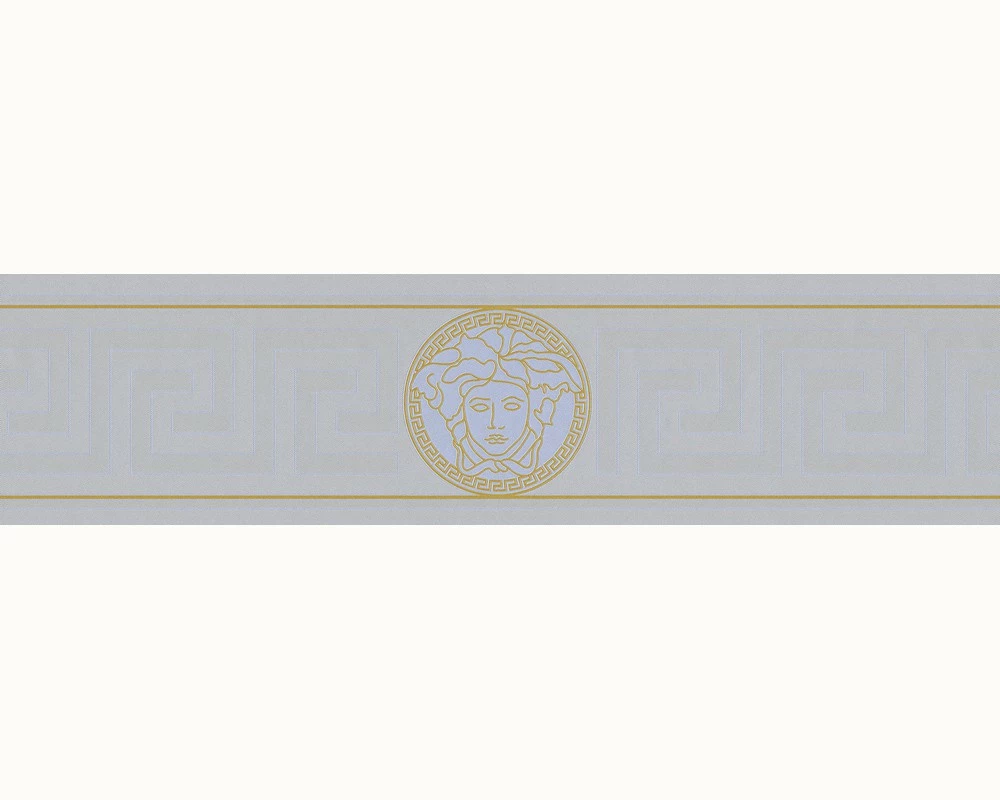 Versace Home Bordüre Medusa Silber-grau Gold Glanz 93522-5 3 Versace Home Bordüre Medusa Silber-grau Gold Glanz 93522-5